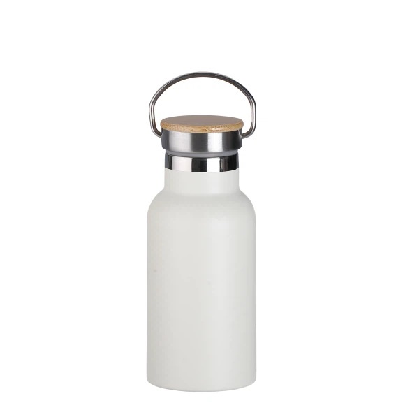 Водна чаша от неръждаема стомана с бамбукова капачка